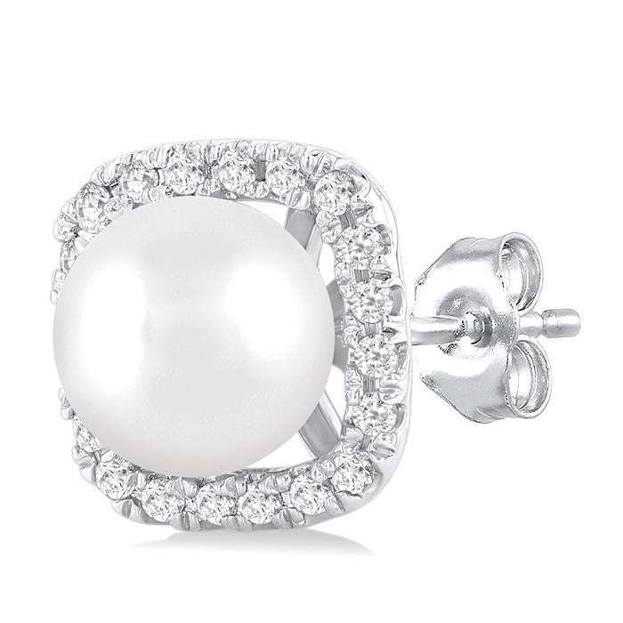 Pearl & Petite Halo Diamond Fashion Earrings