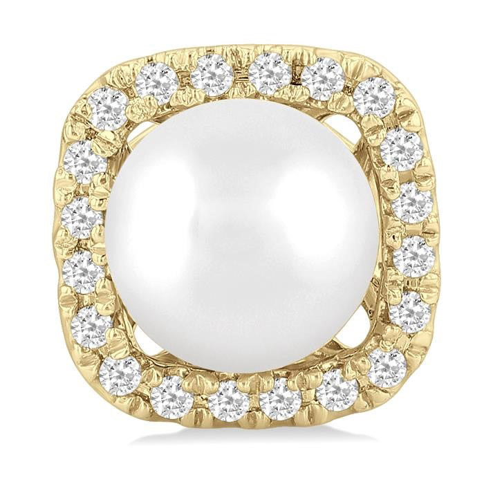 Pearl & Petite Halo Diamond Fashion Earrings