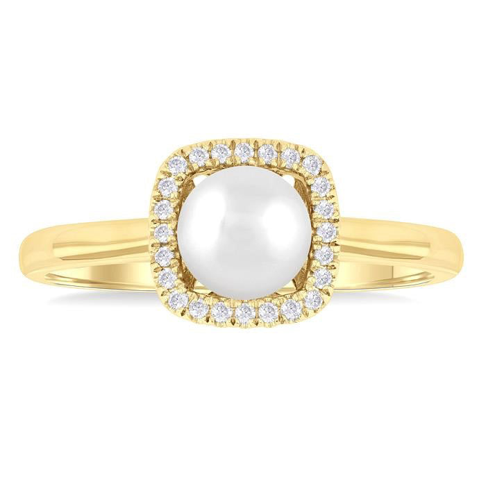 Pearl & Petite Halo Diamond Fashion Ring