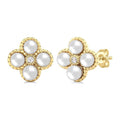 Clover Pearl & Diamond Fashion Earrings