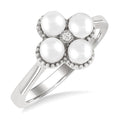 Clover Pearl & Diamond Fashion Ring