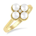 Clover Pearl & Diamond Fashion Ring