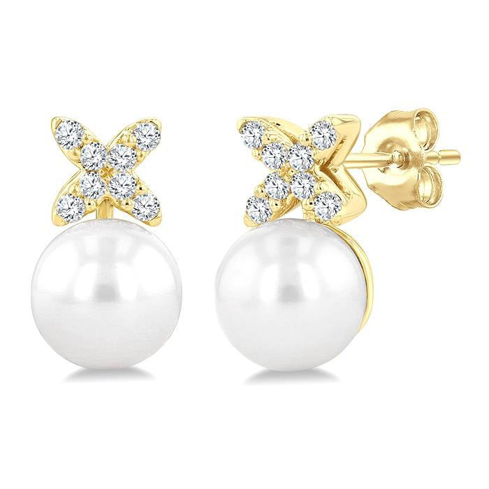 Pearl & Diamond Fashion Earrings