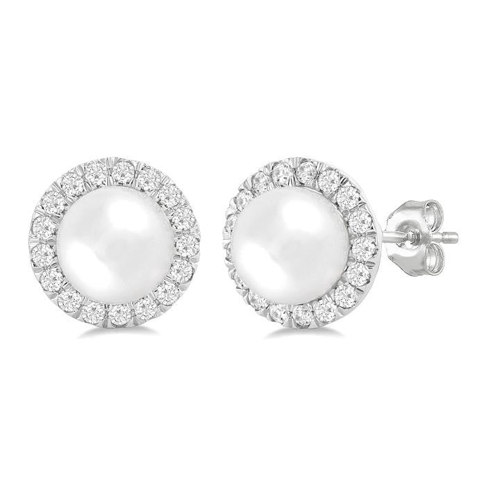 ZenElLys 14K White Gold Diamond Halo Earrings