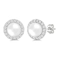 ZenElLys 14K White Gold Diamond Halo Earrings