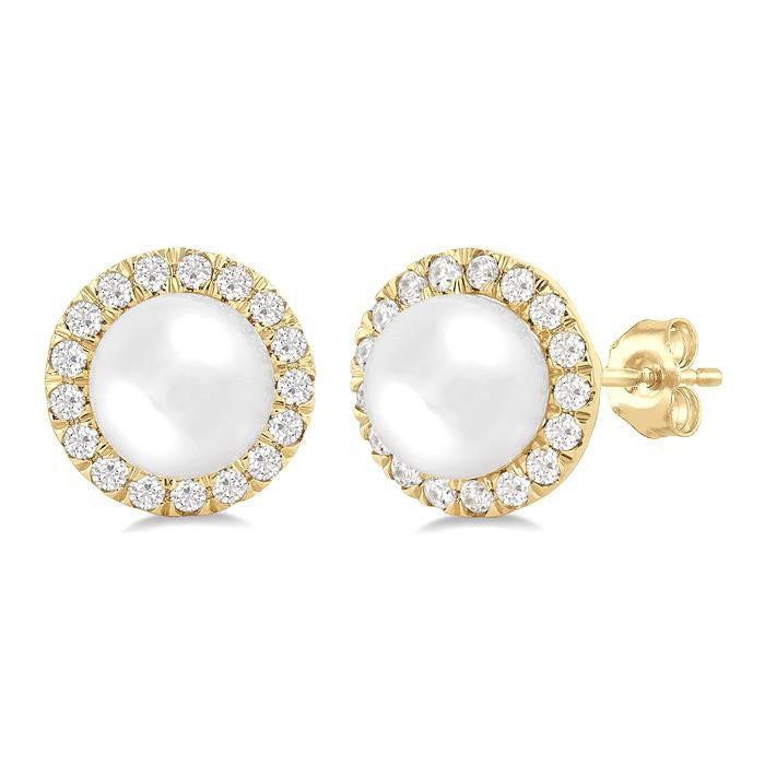 Pearl & Halo Diamond Earrings
