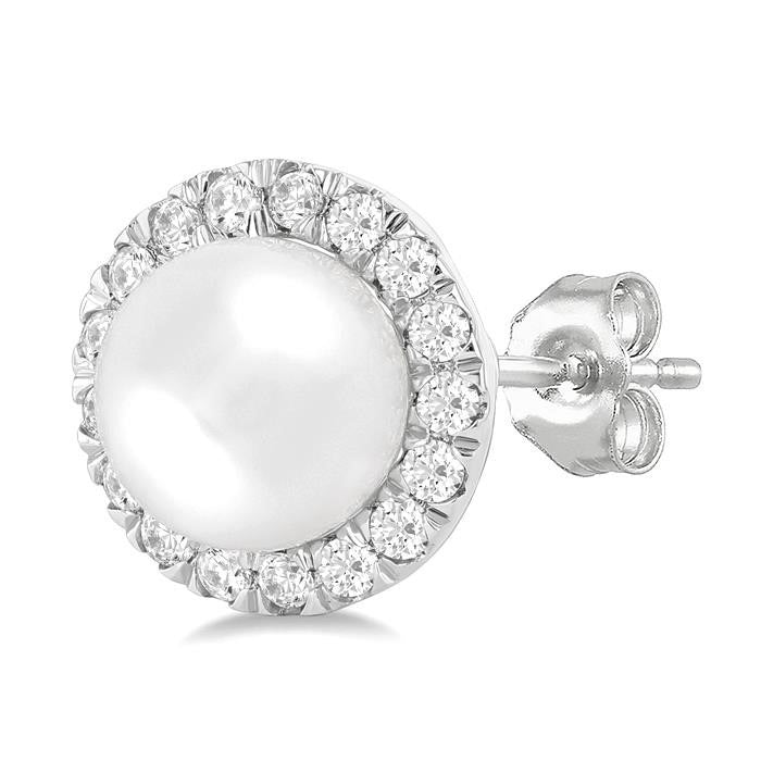 VerXeLo 14K White Gold Diamond Halo Earrings