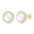 Pearl & Halo Diamond Earrings