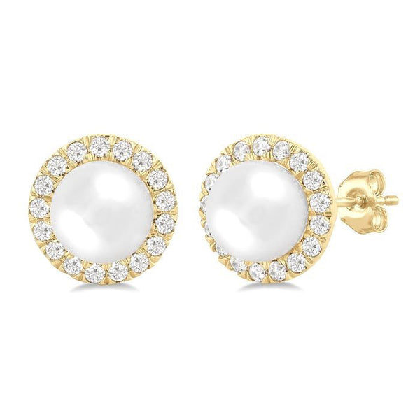 Pearl & Halo Diamond Earrings