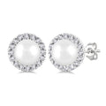 Pearl & Halo Diamond Earrings