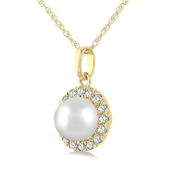 Pearl & Halo Diamond Pendant