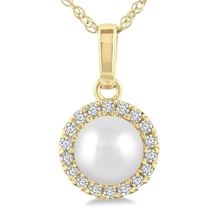 Pearl & Halo Diamond Pendant