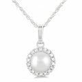 Pearl & Halo Diamond Pendant