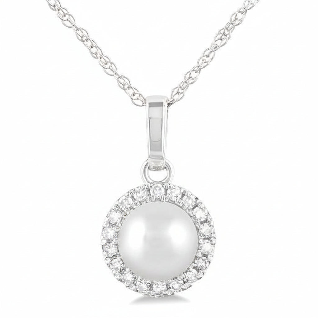 Pearl & Halo Diamond Pendant