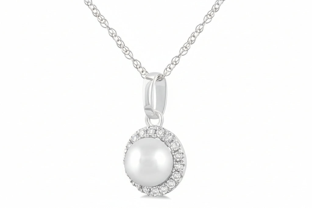 Pearl & Halo Diamond Pendant