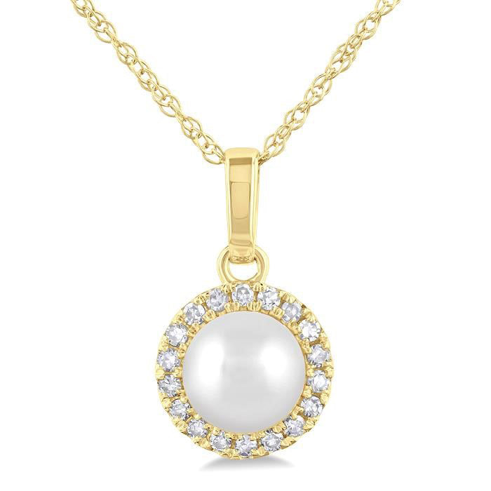 Pearl & Halo Diamond Pendant