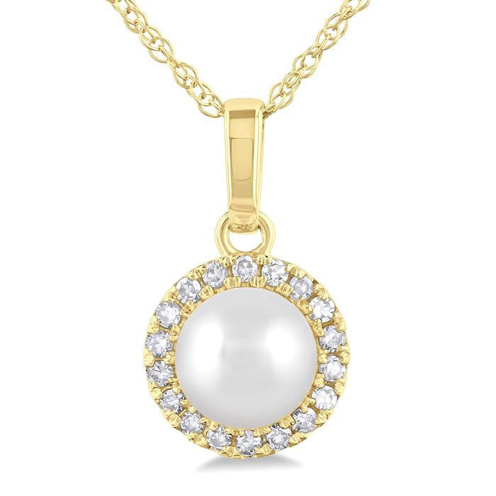 Pearl & Halo Diamond Pendant
