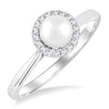 Pearl & Halo Diamond Ring