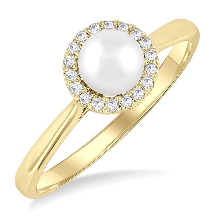 Pearl & Halo Diamond Ring
