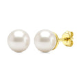 4 MM White Cultured Pearl Stud Earrings in 10K Yellow Gold