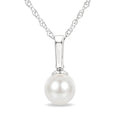 5 MM White Cultured Pearl Solitaire Pendant With Chain in 10K White Gold
