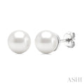 4 MM White Cultured Pearl Stud Earrings in 10K White Gold