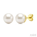 4 MM White Cultured Pearl Stud Earrings in 10K Yellow Gold