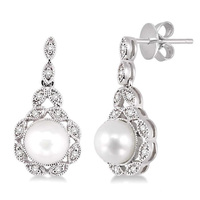 Pearl & Diamond Earrings