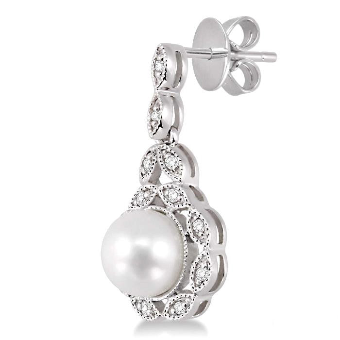 Pearl & Diamond Earrings