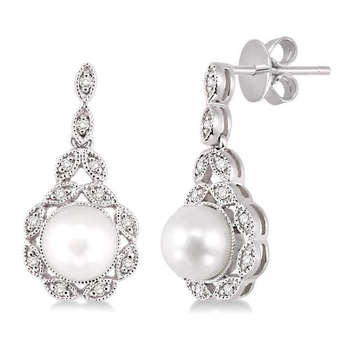 Pearl & Diamond Earrings