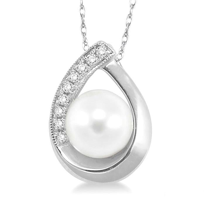 Cascade Pearl & Diamond Fashion Pendant