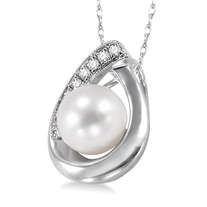 Cascade Pearl & Diamond Fashion Pendant
