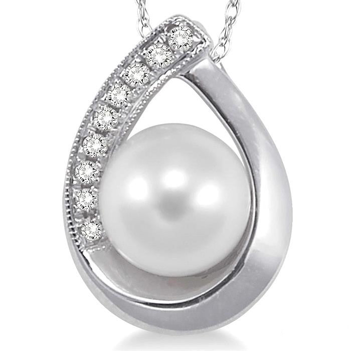 Cascade Pearl & Diamond Fashion Pendant