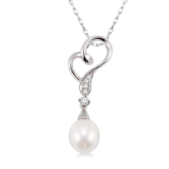 Heart Shape Pearl & Diamond Fashion Pendant