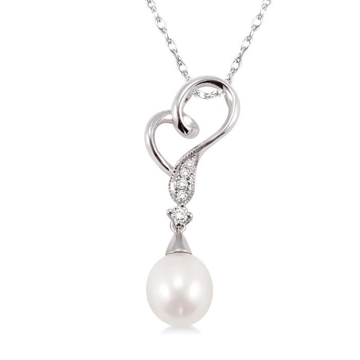 Heart Shape Pearl & Diamond Fashion Pendant