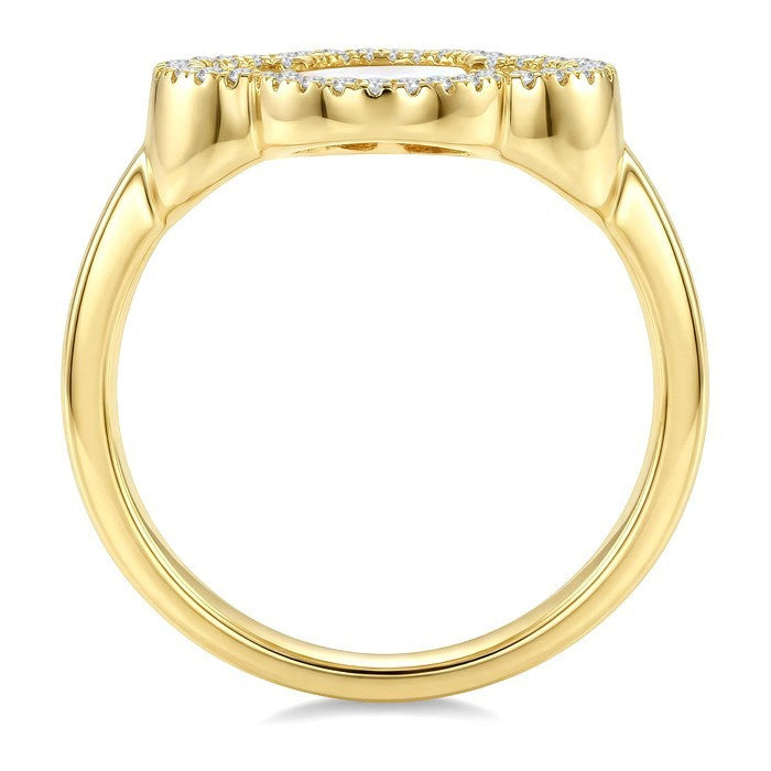 12 MM Mother of Pearl and 1/6 Ctw Round Cut Diamond Clover Halo Ring in 14K Yellow Gold