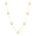 8 MM Mother of Pearl Bead Clover Halo Station Necklace in 14K Yellow Gold