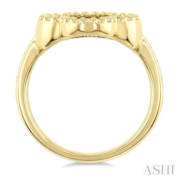 12 MM Mother of Pearl Bead Clover Halo Ring in 14K Yellow Gold