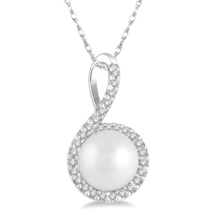 Freya Pearl & Halo Diamond Fashion Pendant