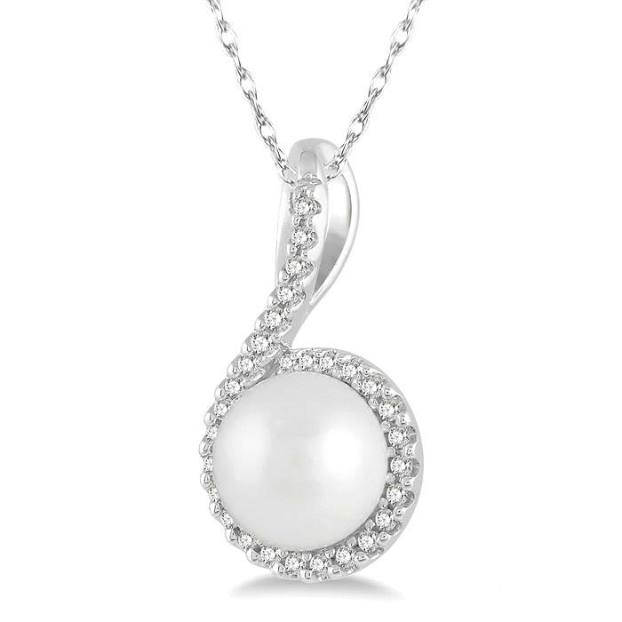 Freya Pearl & Halo Diamond Fashion Pendant