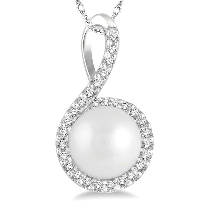 Freya Pearl & Halo Diamond Fashion Pendant