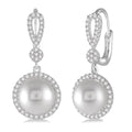 8 MM Cultured Pearls and 1/3 Ctw Round Cut Diamond Earrings in 14K White Gold