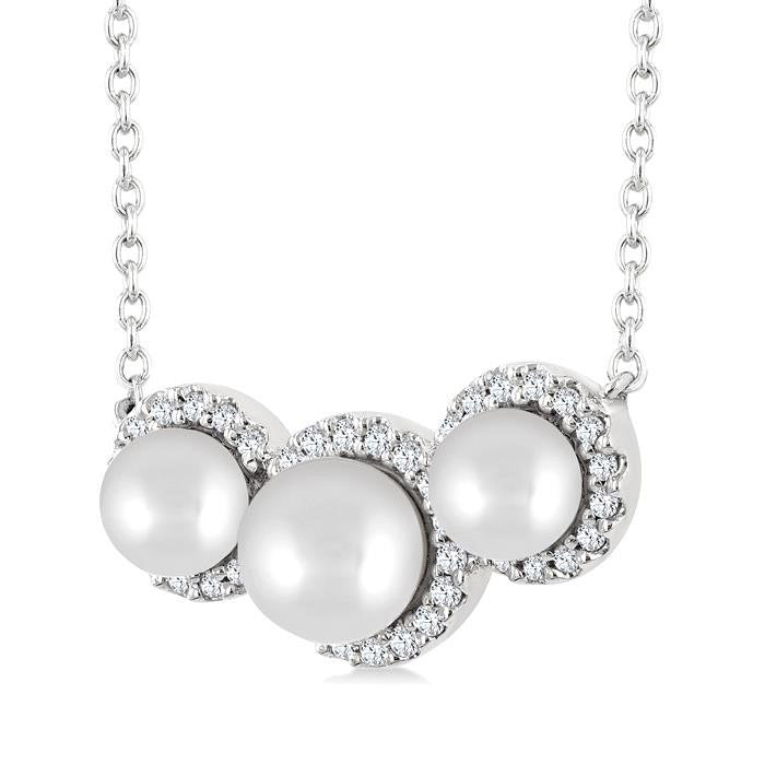 Pearl & Halo Diamond Fashion Pendant