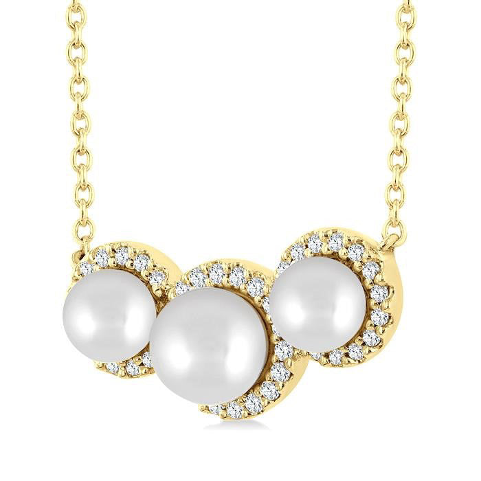 Pearl & Halo Diamond Fashion Pendant