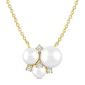 4 MM,5 MM & 6 MM Cultured Pearl and 1/20 Ctw Round Cut Diamond Fashion Pendant With Chain in 10K Yellow Gold