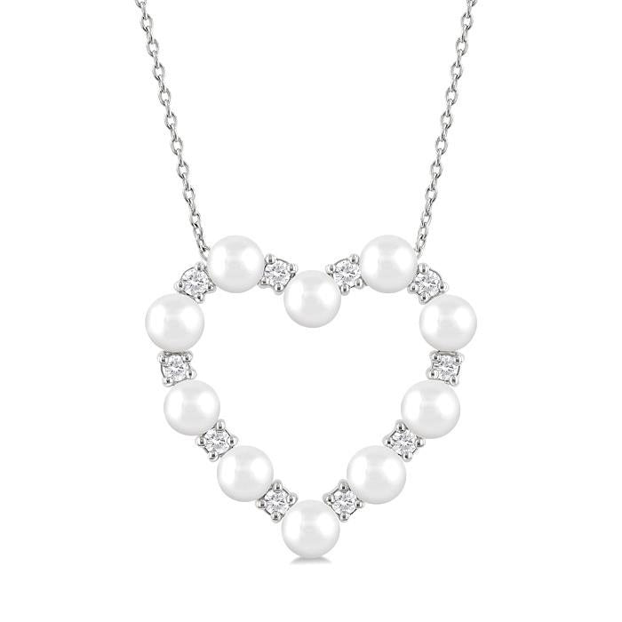 Heart Shape Pearl & Diamond Pendant