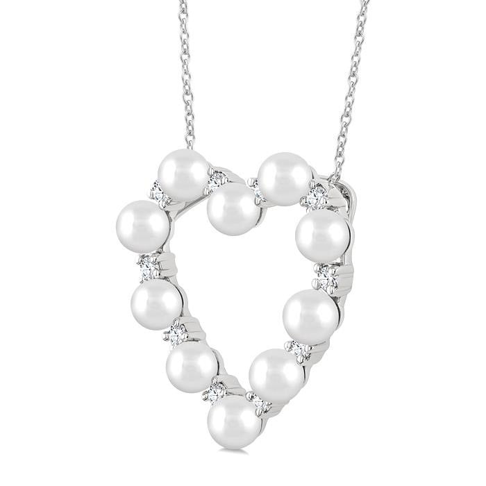Heart Shape Pearl & Diamond Pendant