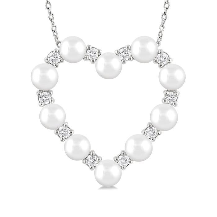Heart Shape Pearl & Diamond Pendant