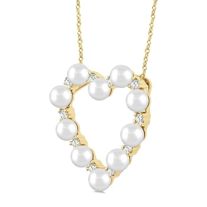 Heart Shape Pearl & Diamond Pendant