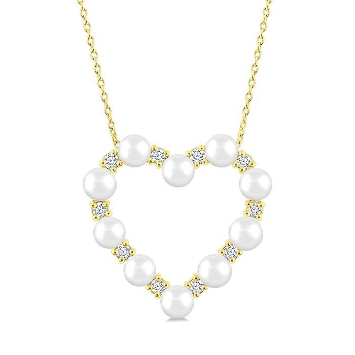 Heart Shape Pearl & Diamond Pendant